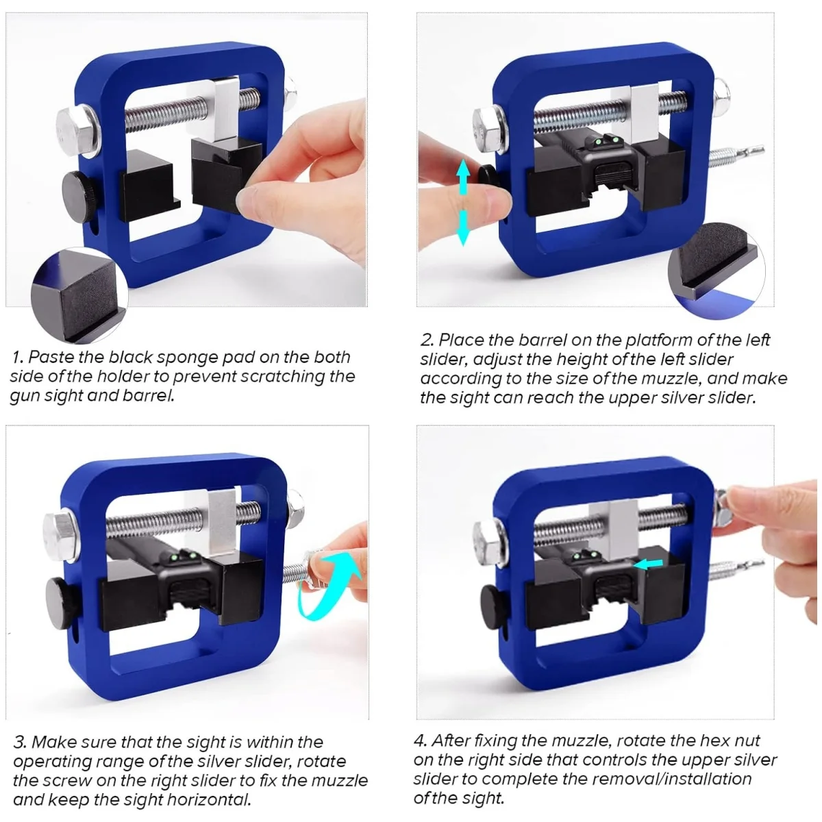 Universal Handgun Sight Pusher Tool for 1911, Glock, Shield, Sig and Others, Sight Bead Disassembly Tool with Optional Tapered/S