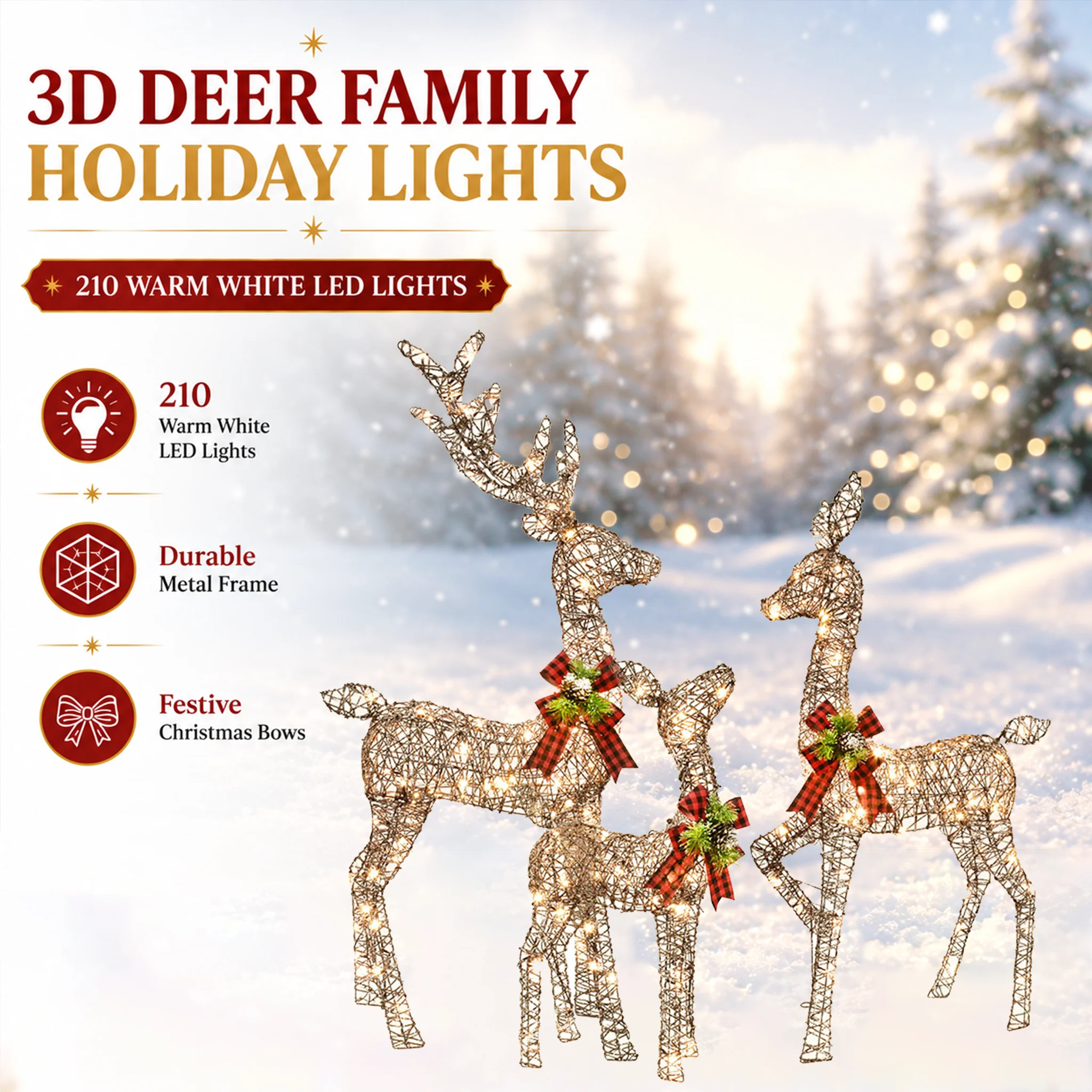 Decor Timeless Lighting - 210 светодиодных гигантских 3D-фигур оленей для