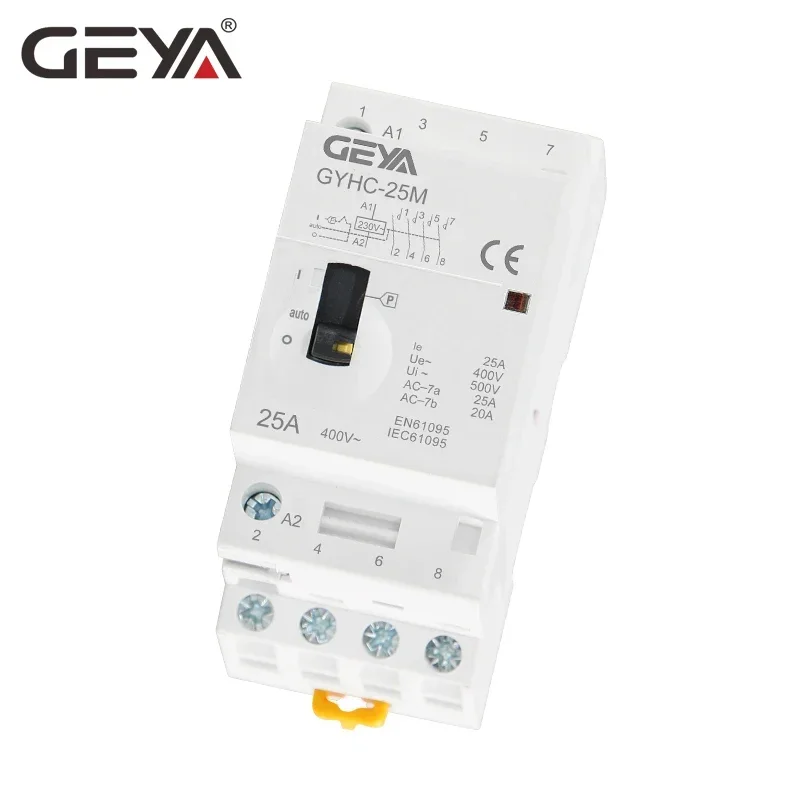 GEYA GYHC 4P 25A 4NO or 2NO2NC 220V/230V 50/60HZ Din Rail Household AC Modular Contactor
