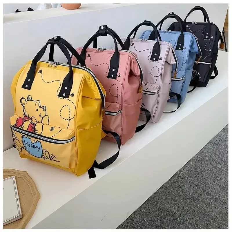 Disney Mickey Mouse Mommy Bag Fashion Shoulder Bag Cartoon Printing Large Capacity Mommy Bag Waterproof Bottle Diaper Backpack