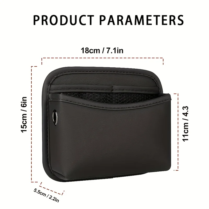Bolsa de almacenamiento para automóvil - Velcro universal, impermeable, se adapta a la consola, sin daños a pintar, negro - Ideal para organización de automóviles y fácil