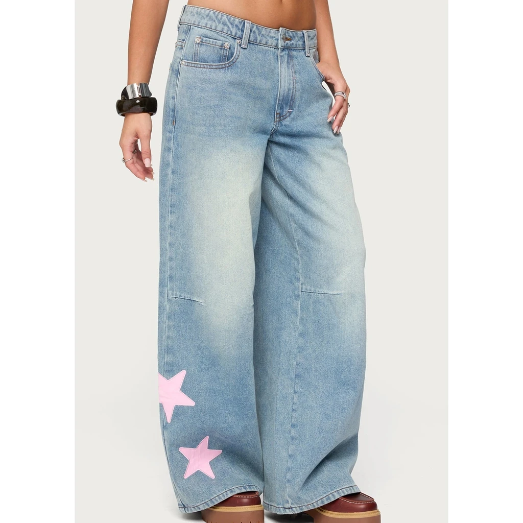 2025 Pantaloni da donna Hiphop per tutte le stagioni con stampa stelle Pantaloni casual larghi di qualità premium