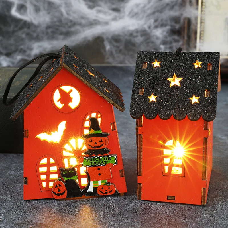 Cute Halloween Decoration Cabin Hanging Fun Holiday Props Small Lights Halloween Party Home Decoration Scene Setting Small Gift