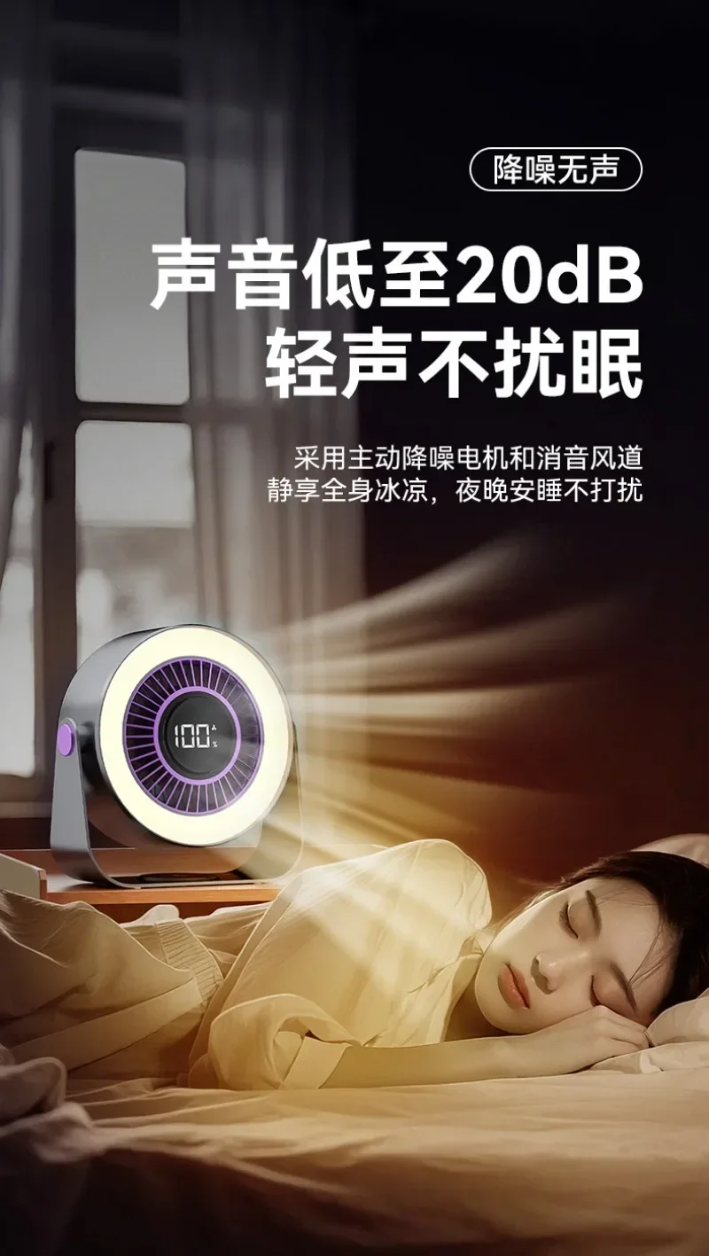 

Удобный настольный электрический вентилятор 185x185x90 мм с подсветкой, USB, высокоскоростной, циркуляционный, для офиса и дома