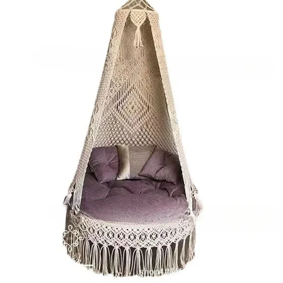 منسوج يدويًا، كرسي معلق كبير، شرفة، أرجوحة، للأطفال والكبار