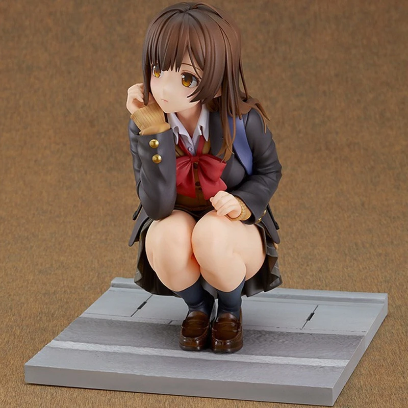 

24cm ANIME I Shaved.Then I Brought A High School Girl Home Kawaii Girl Anime Figurines Toys Hobbies Squatting Position Dolls