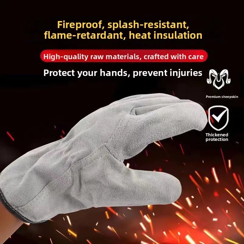 Leather Welding Gloves Soft Single Left Hand Right Hand  Arc Welding Resistant to High Temperature Wear Resistant Hea...