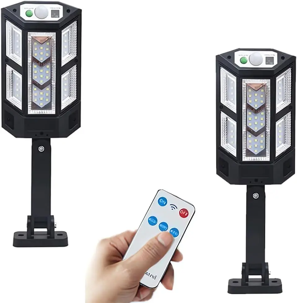 

Светодиодный солнечный настенный светильник, водонепроницаемый прожектор IP65 с дистанционным управлением, подходит для садов, патио и парковок.