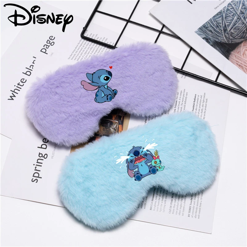 Disney Stitch's new autumn and winter cartoon eye mask soft imitation rabbit fur blackout printed autumn and winter sleep eye ma