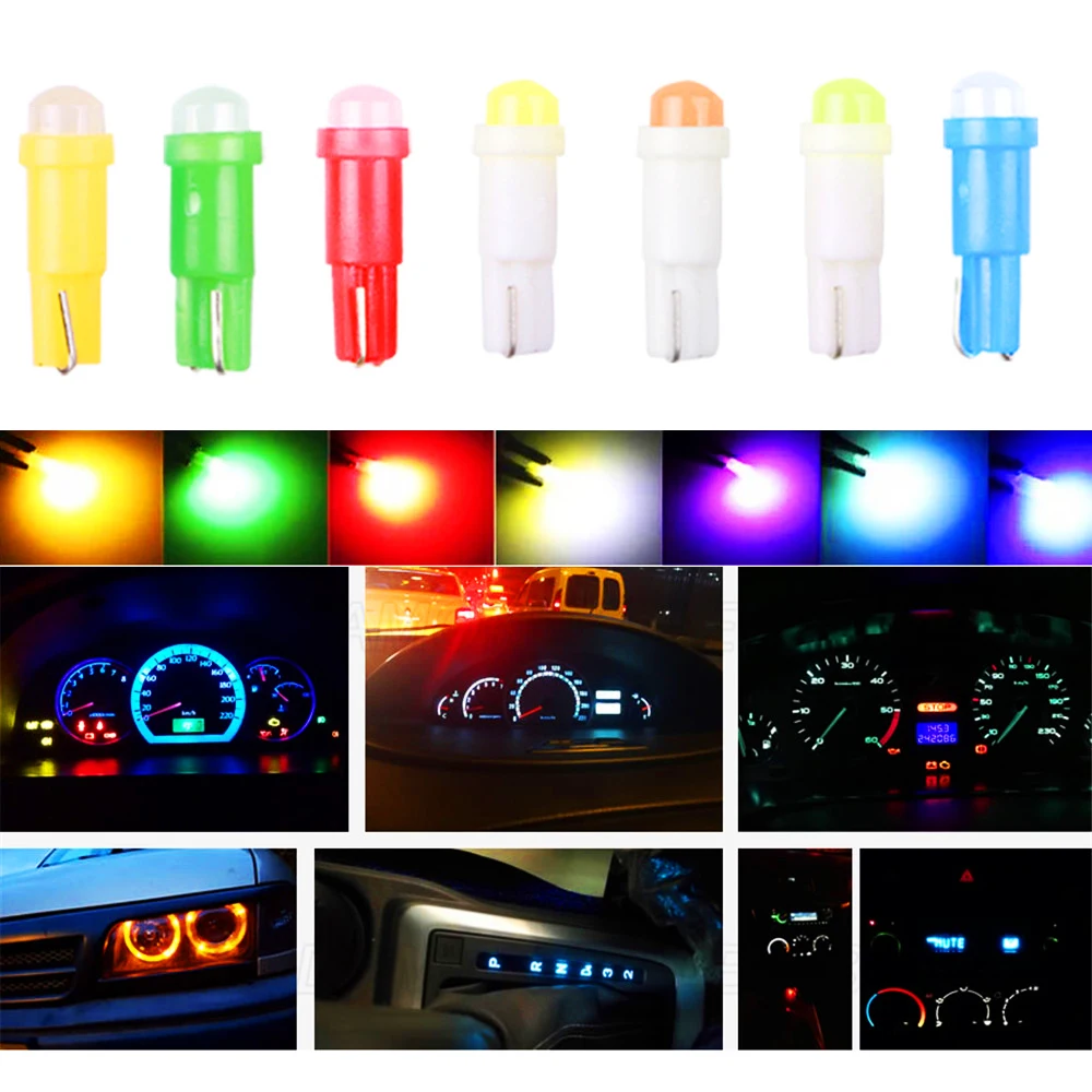 

10Pcs T5 C0B Car Dashboard Light Indicator Light W1.2W W3W LED 1SMD Instrument Lamp Reading Light Bulb 4014 LED Super Bright