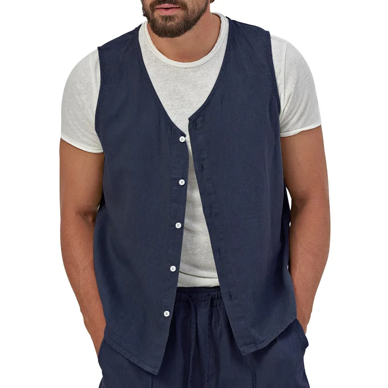 Spring New Men Waistcoat Outdoor Leisure Solid Color Vest Young Middle-aged Photography Fishing Casual Vest Jacket Male