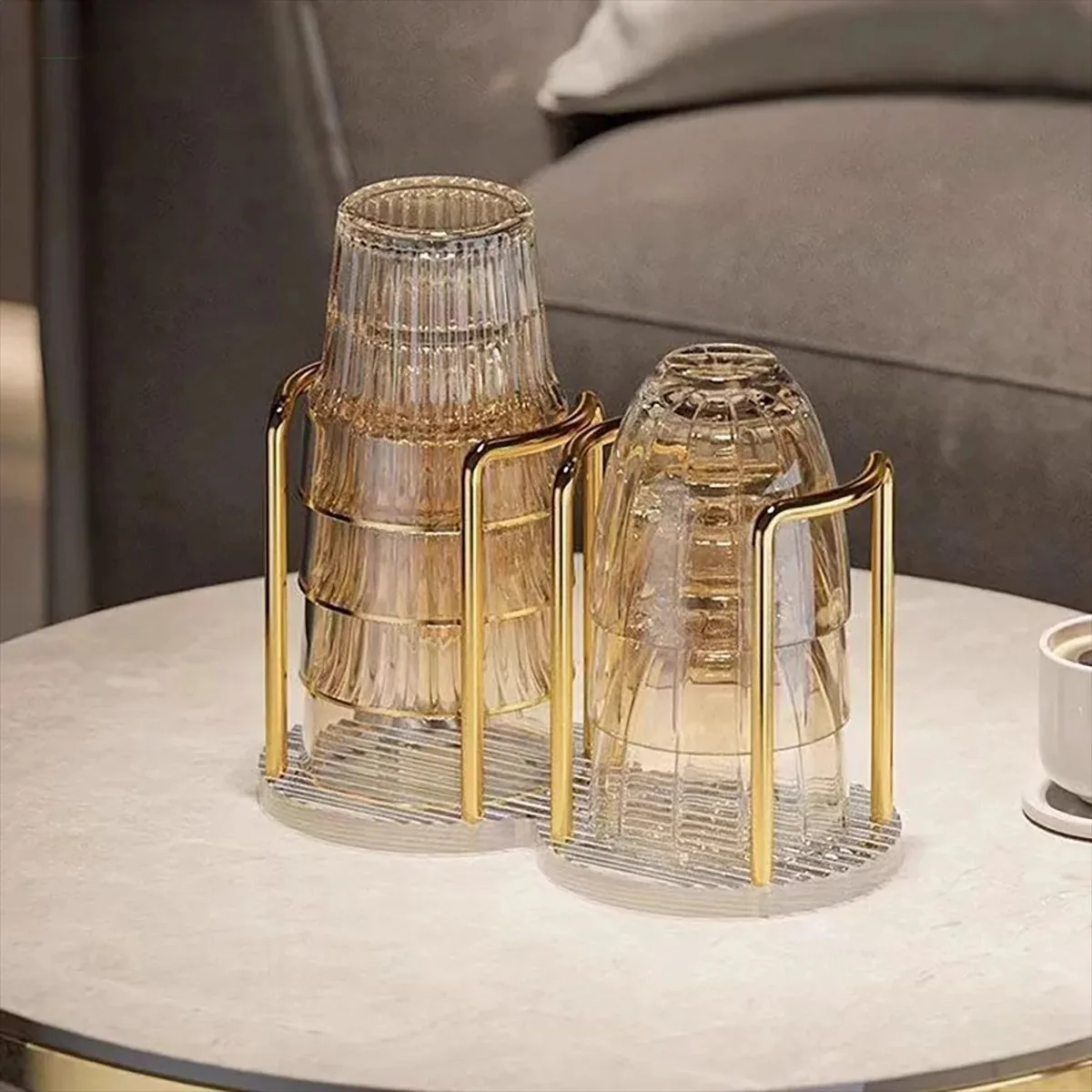 Luxury Disposable Cup Storage Holder Water Tea Cups Dispenser Rack Shelf with Longer Stick Mug Display Stand Home Organizer