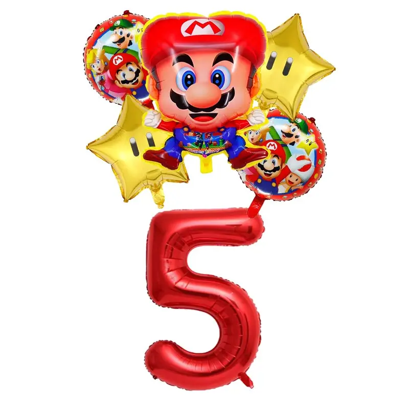 อุปกรณ์ปาร์ตี้บอลลูนฉากหลังสำหรับเด็กเกมตกแต่งปาร์ตี้วันเกิด Super Mario Brother