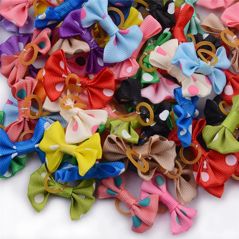 10pc Fashion Big Spots Pet Hair Clip Random Color Dog Grooming Accessories Elastic Rubber Band Headwear Cat Supplier