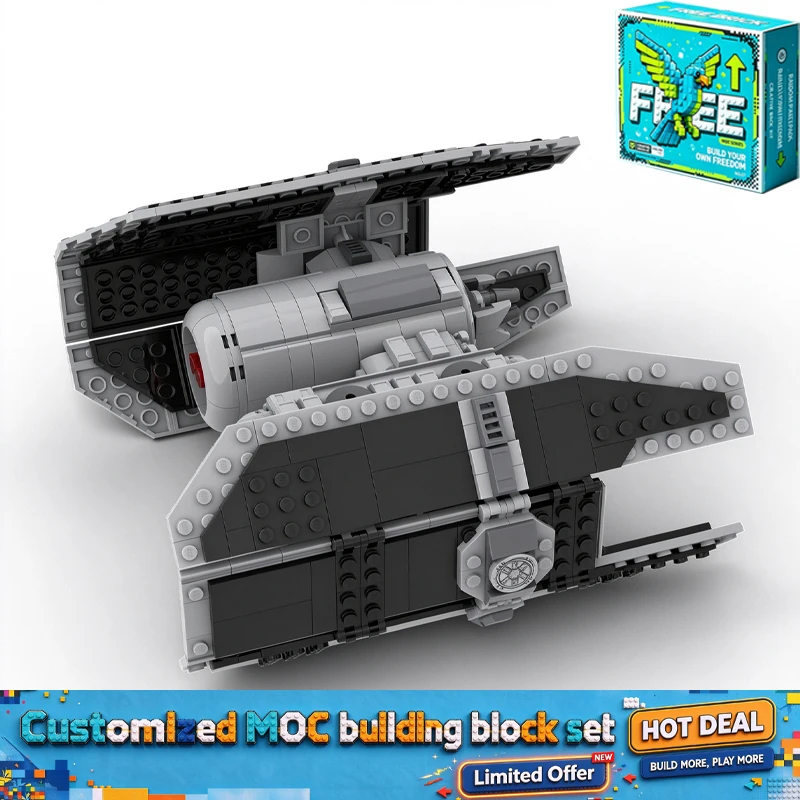 586PCS Grey Black Space Fighter Spaceship MOC Building Blocks Model Future Design Creative DIY Assembly Gift for Boys Birthday