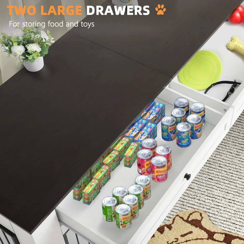 بيت كلب مزدوج خشبي قوي مع مساحة تخزين للكلاب متوسطة الحجم #3