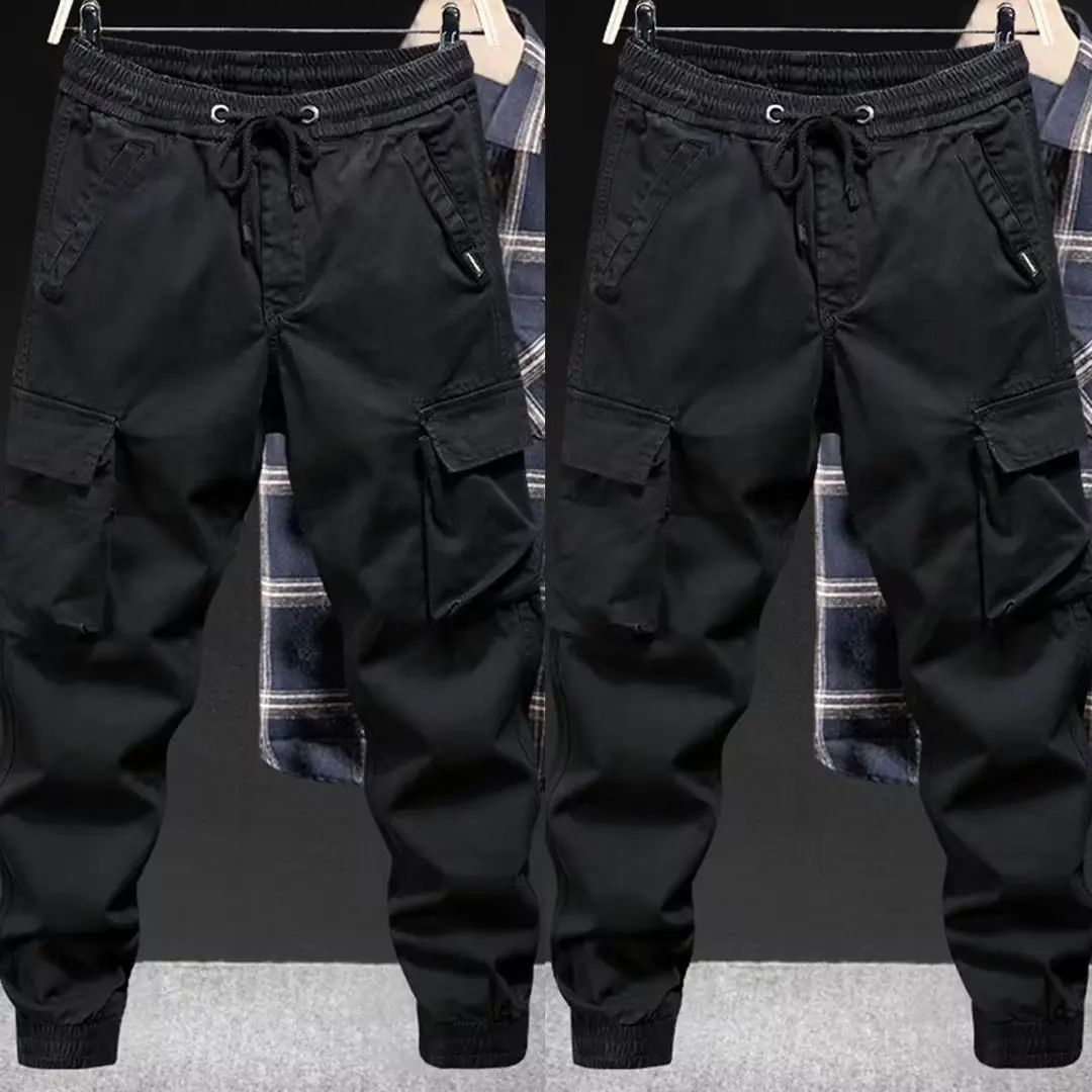 Moda lavoro casual per uomo primavera e autunno marchio alla moda piedi larghi tinta unita lavoro pantaloni casual americani