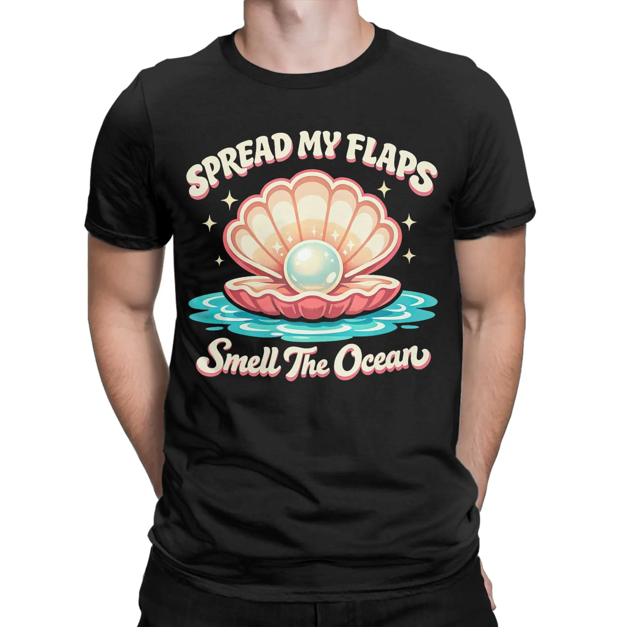 Spread My Flaps Smell The Ocean T-Shirts Men  Casual Pure Cotton Tees Crewneck Short Sleeve T Shirt Printed Tops