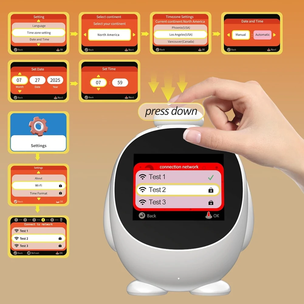 A36T-Sound Machine To Wake Alarm Clock, Kids AI Alarm Clock, Smart AI Clock, Voice-Controlled, AI Device For Toddlers And Kids