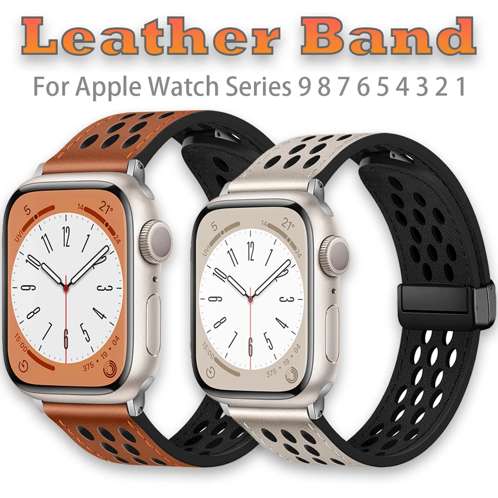 애플 워치용 마그네틱 스트랩, 울트라 2 밴드, 49mm, 44mm, 40mm, 45mm, 41mm, 38mm, 가죽 및 실리콘 팔찌, iWatch 시리즈 9, 8, 7, 6, 5, 4 se