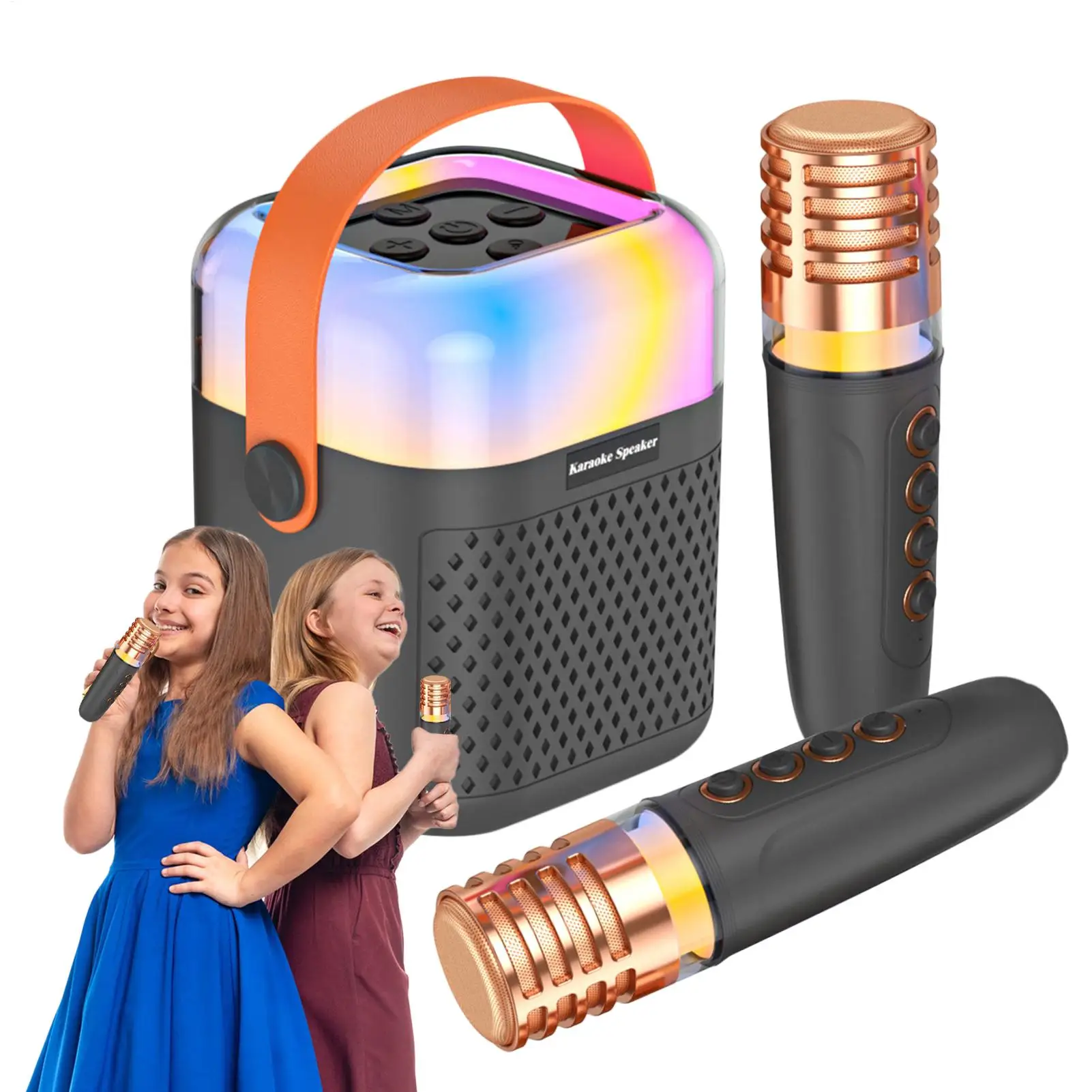 Macchina per karaoke Altoparlante per canto wireless per bambini con 2 microfoni Macchina per karaoke Giocattolo per riunioni di feste all'aperto nel cortile nel patio