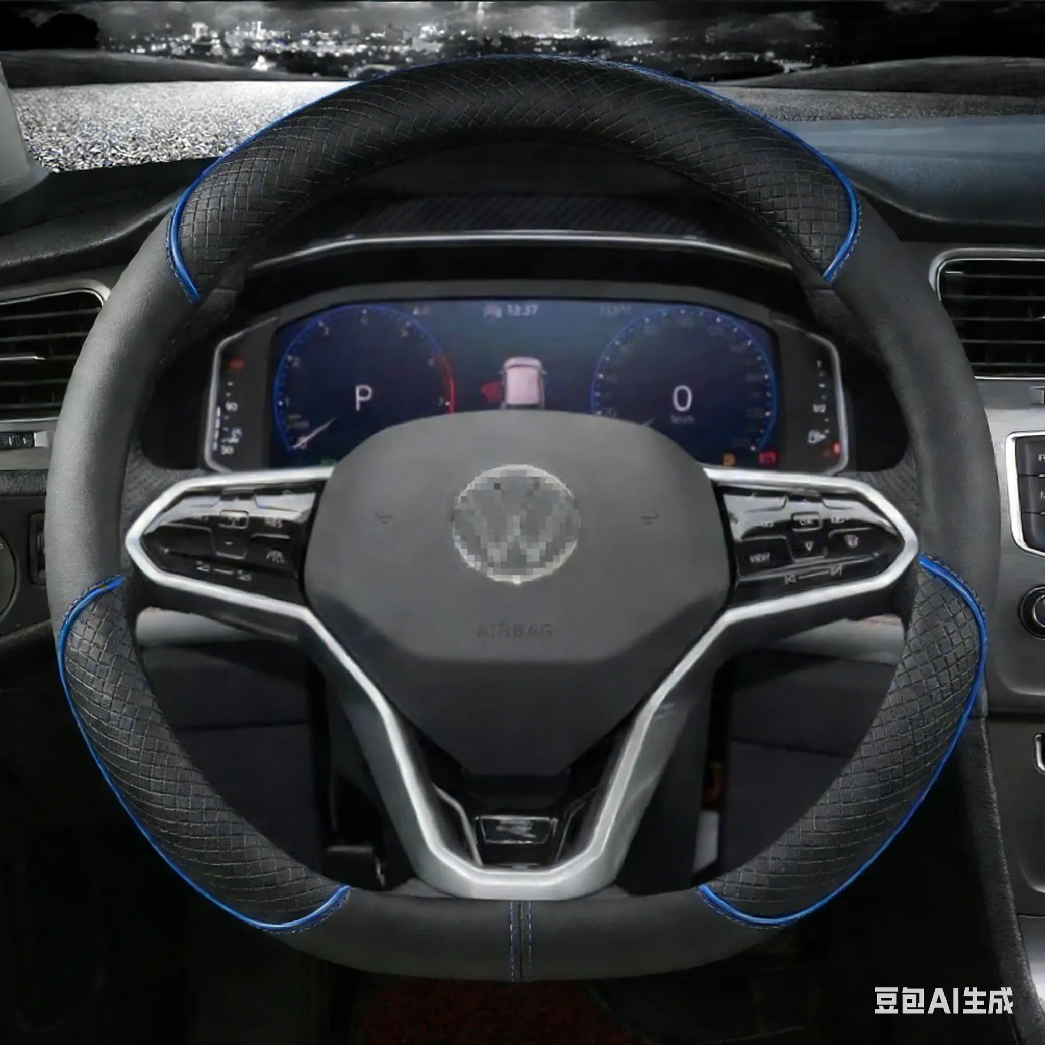 D Shape Car Steering Wheel Cover For VW Sharan Passat Caddy Touran Tiguan 2015-2021 Teramont Atlas T-Roc T-cross 2017-2021 2023
