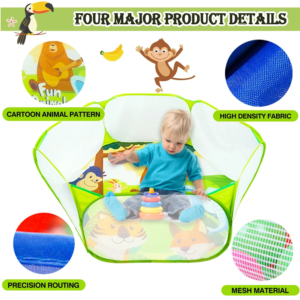 Tente de fosses à balles de dessin animé portable, facile à installer, rangement simple, intérieur, extérieur, camping, jouets de sport