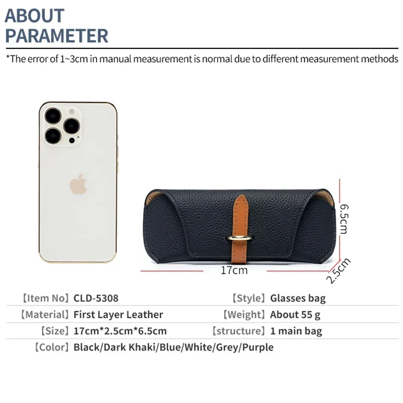 Luxury Brand Leather Glasses Case Holder Portable Slim Sunglasses Pouch Soft Eyeglasses Eyewear Sleeve for Women Men Lightweight