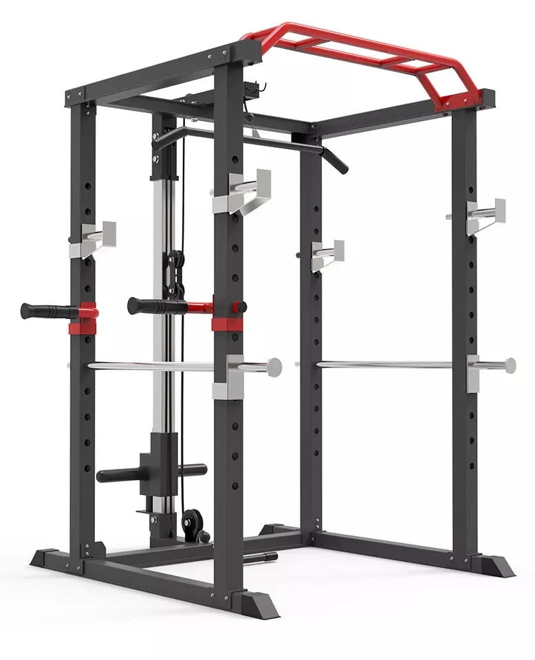 Home Gym Multifunction Adjustable Steel Heavy Duty Smith Machine Power Cage with Trainer