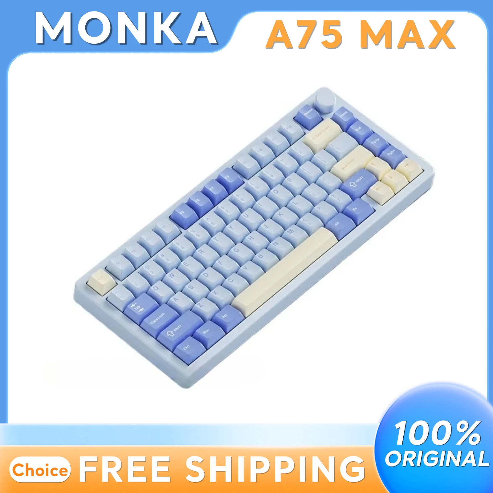 

Monka A75 Max Wireless Mechanical Keyboard GASKET Hot-swap Tri-Mode RGB Esports Knobs Custom Aluminum Office Gaming Win Mac
