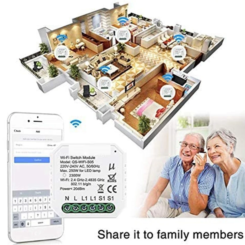 Módulo de interruptor de luz inteligente con Wifi, Control remoto por aplicación Smart Life/Tuya, funciona con Alexa Echo y Google Home