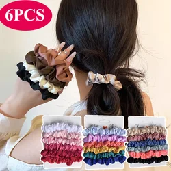 6PCS Colorful Satin Silk Hair tie Elastic Hair Bands hair elastics Women Simple Silky Satin Hair Scrunchies Set Hair Accessories