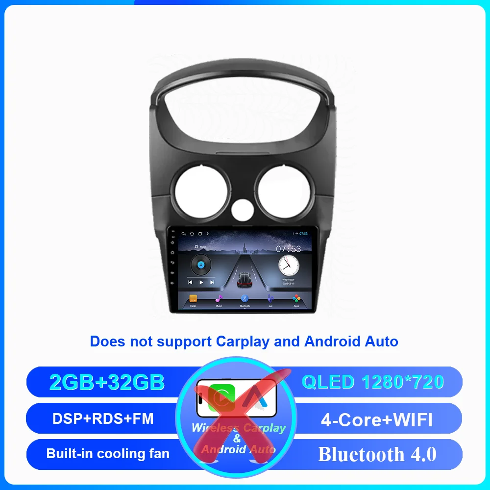 Auto DVD Android 16 Radio Stereo Voor Chevrolet Spark M200 2005 -2009 Hoge Prestaties CPU QLED Scherm Multimedia speler GEEN 2Din
