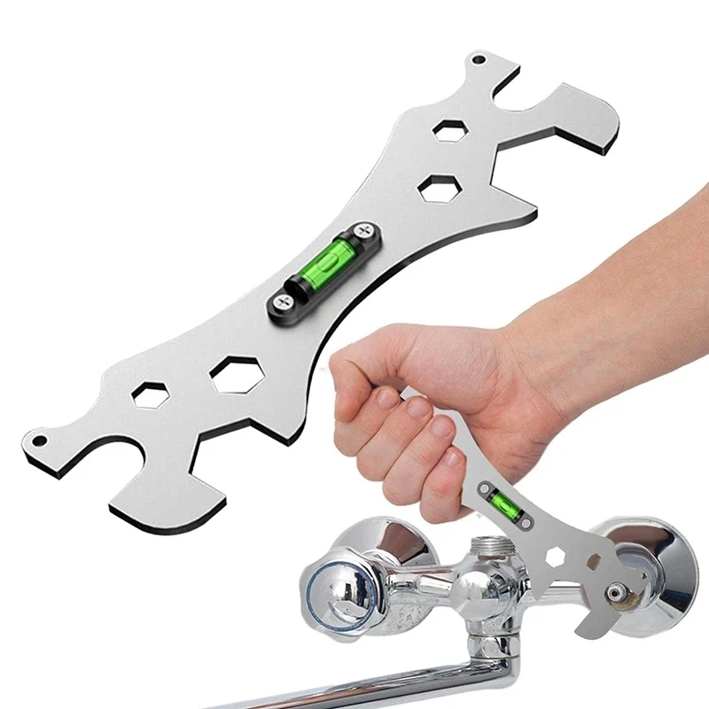 Shower Faucet  Special Wrench Tools with Level Bubble Shower Faucet Installation Bathroom Stainless Steel Level Removal Wrench