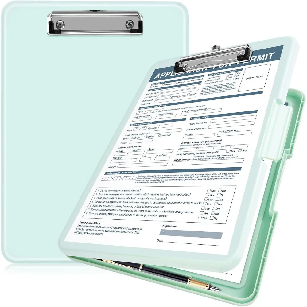 

Clipboard with Storage 13x9.6 inches, Plastic Storage Clip Board with Side Opening, High Capacity Nursing Clip Board Foldable,