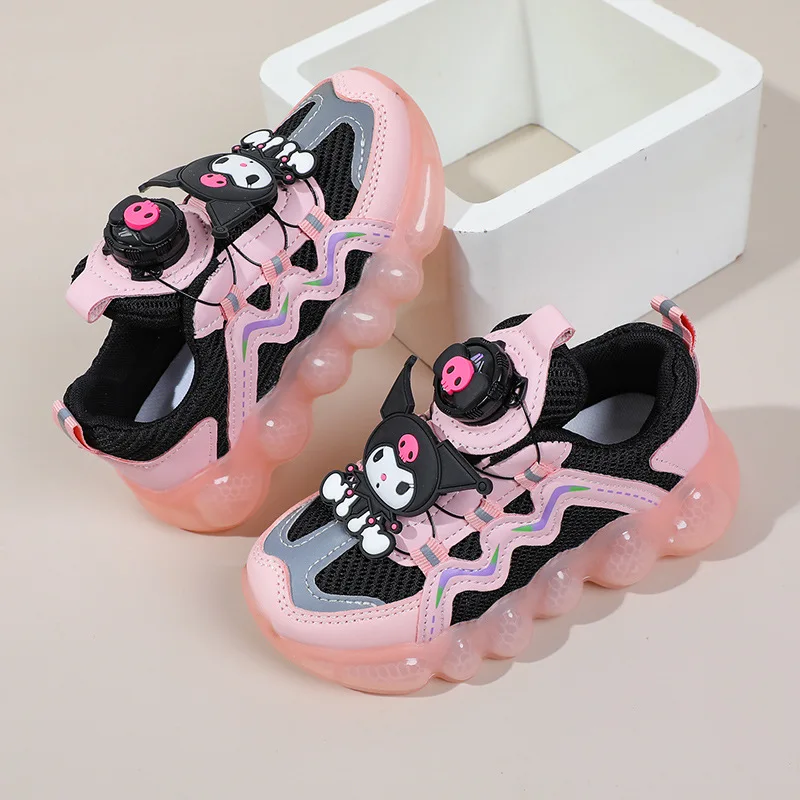 2024 New Kuromi Tennis Sanrio Kawaii Anime Girls Swivel Button Sneakers Summer Sweet Cute Cartoon Babys Shoes Anti Slip Kid Gift