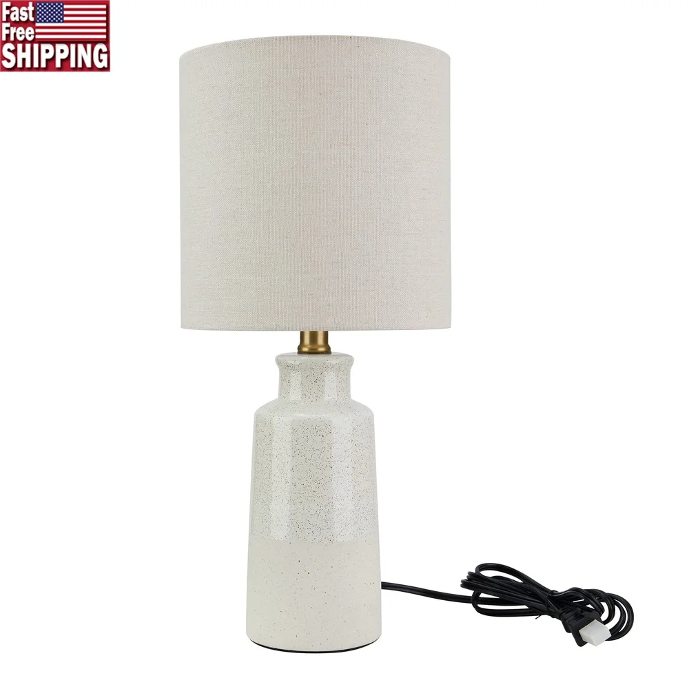 

Modern Decorative Table Lamp Ceramic Base Two-Tone Finish Brass Accent E26 Socket Ideal Entryways Side Tables Mantels 17 Inch