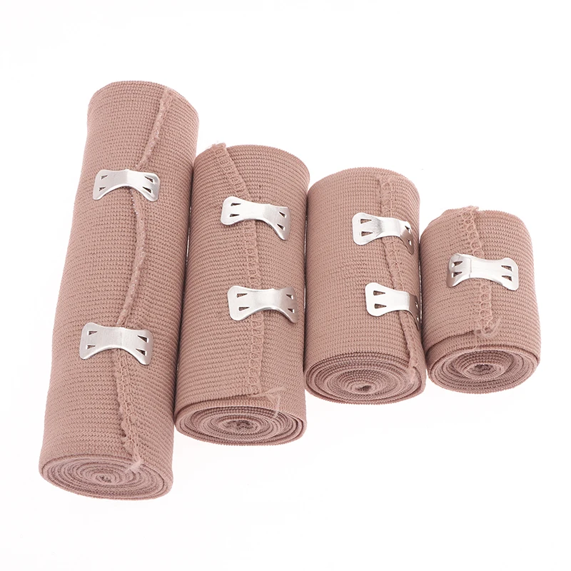 

Компрессионный бинт в рулоне с клипсами, спортивный бинт-лента для голеностопа, запястья, руки, ноги при растяжениях, бинты для первой помощи, измерительный