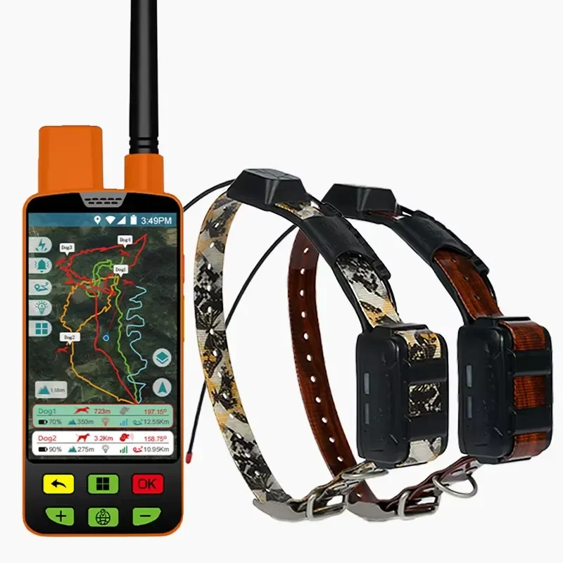 GPS Pet Training and Behavior Tracker Device for Dogs with Handheld Remote and 2 Electronic Training Collars