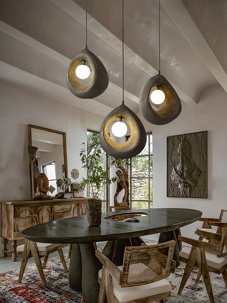 Modern Style Japanese Wabi Sabi Pendant Lights Minimalist Bedroom Kitchen Island G9 LED Chandeliers Living Room Hanging Lamps