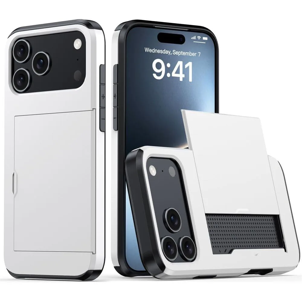 

Slim Case for iPhone 17 Pro Max/17 Pro/Air/17 - Heavy Duty Shockproof, Sliding Card Slot, PC, Anti-Slip