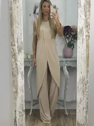 Casual Solido Set a due pezzi per le donne Moda girocollo senza maniche Top lungo Pantaloni larghi Vestito 2023 Elegante Lady Chic Abiti