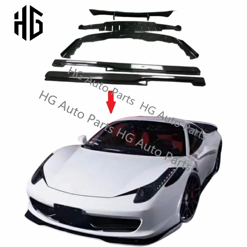 Auto Parts Carbon Fiber Exterior Front Rear Bumper Lip Spoiler Side Skirts Body Kit For Ferrari 458 AUTOVELOCE Style