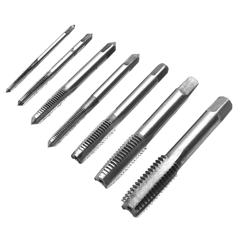 7pcs Male Thread Tap Set Metal Meters Drill Bit M3 M4 M5 M6 M8 M10 M12 Metric Impact Thread Plug Tap Mechanical Workshop Tools