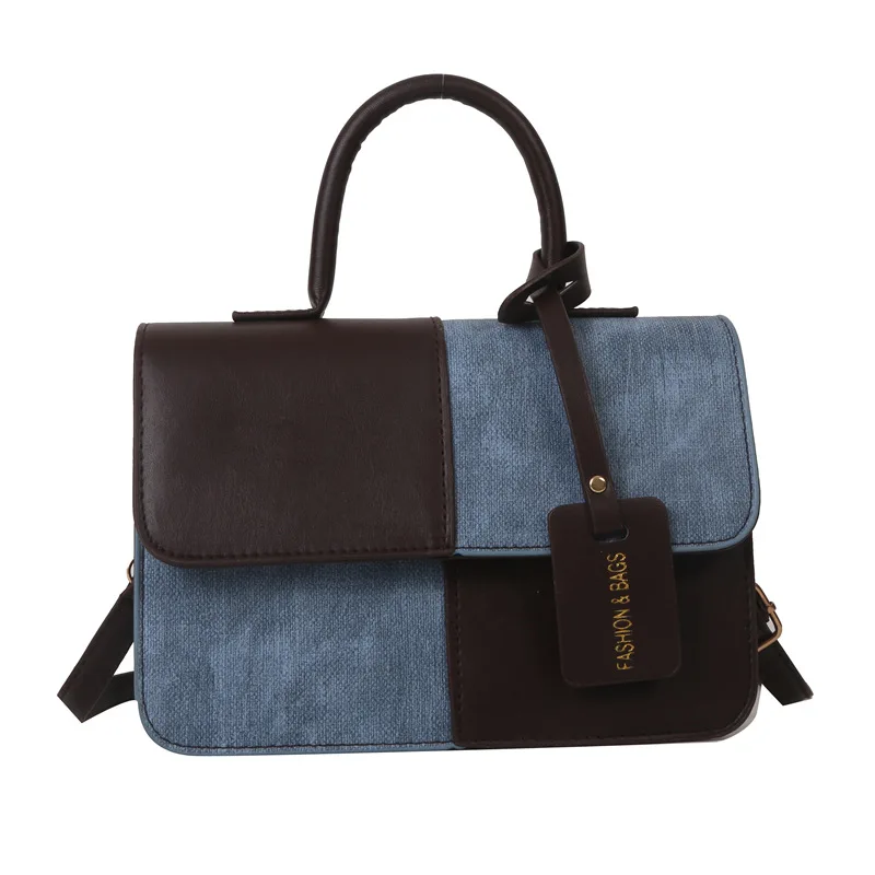 

Popular fashion splicing texture handbag 2025 summer commuting foreign style single shoulder crossbody bag small square bags