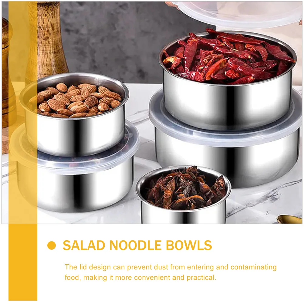 

1Set Portable Food Container Bowl with Lid Fresh Keeping Sealed Bento Box Big Salad Noodle Soup Bowls Household Kitchen Use