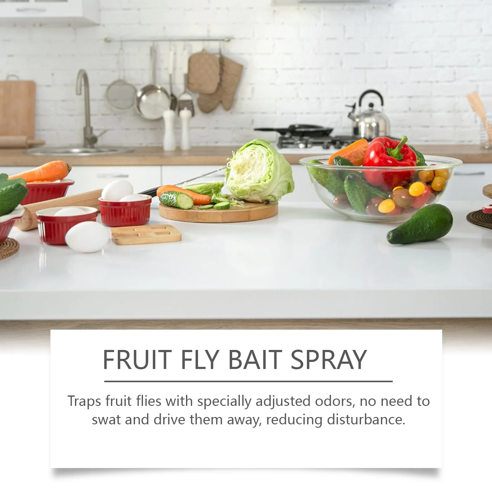3 pezzi MOONSPRY Drosophila Bait Spray -Formula di fruttosio Sorbitolo -Captura quotidiana efficace -Per la cucina domestica Controllo della mosca della frutta