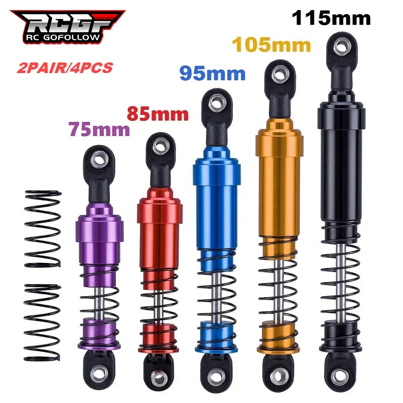 

RCGOFOLLOW 4Pcs 75mm-115mm Front Rear Shocks Oil Damper for 1/10 RC Crawler Trx4 Trx6 Scx10 Capra Gspeed V4 Element Comp Builds