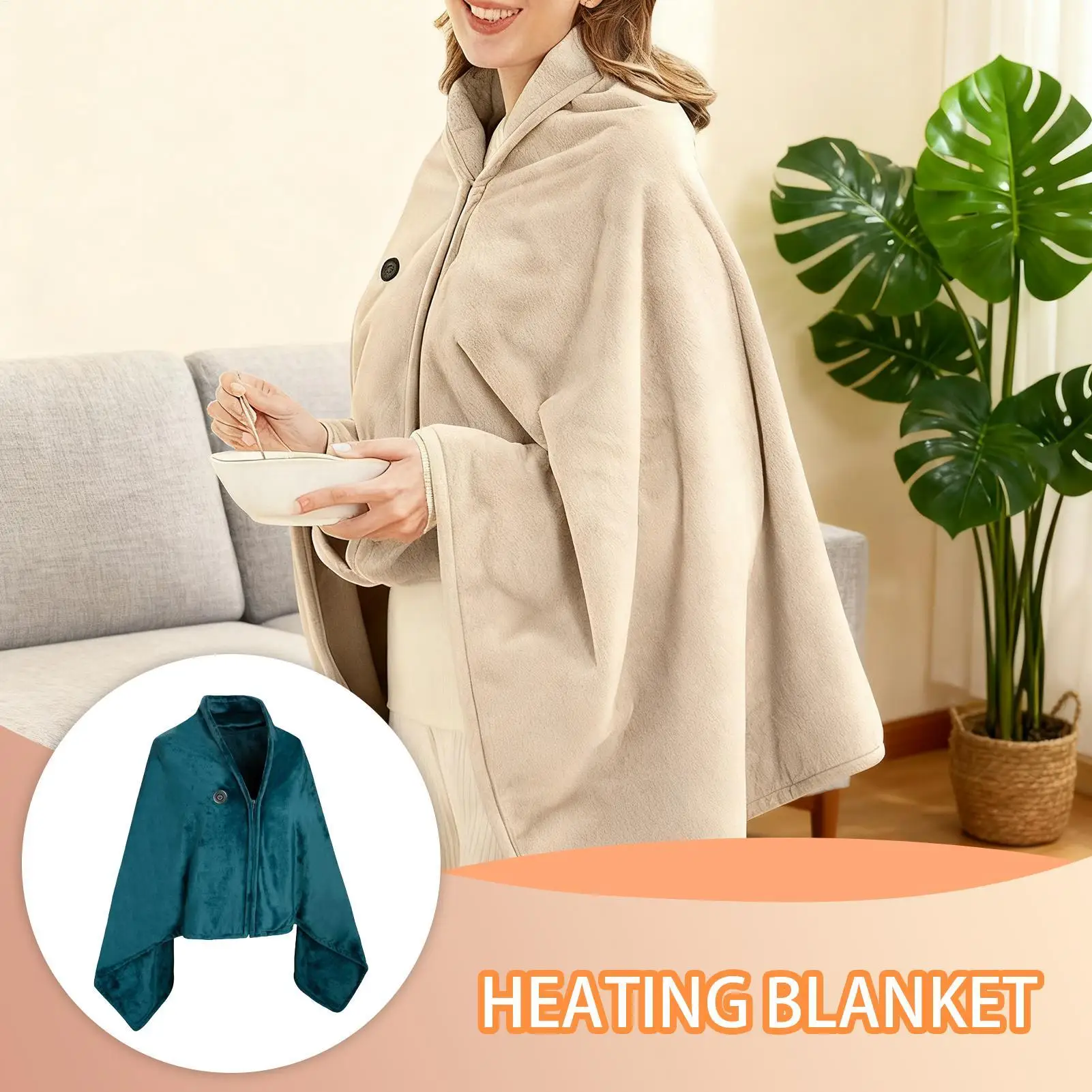 Носимое одеяло с подогревом, носимое электрическое USB перезаряжаемое грелка, перезаряжаемое одеяло с подогревом для комнаты, офиса, школы, путешествий