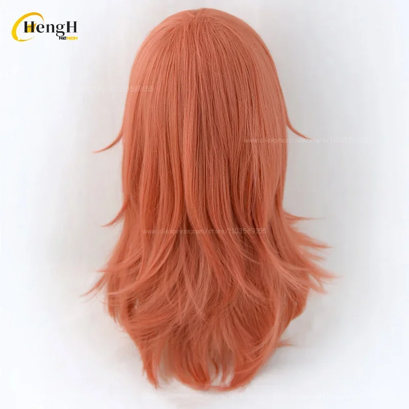 Peluca sintética de Anime, pelo resistente al calor, color marrón y naranja, 60cm de largo, Cosplay, fiesta, Unisex, en Stock